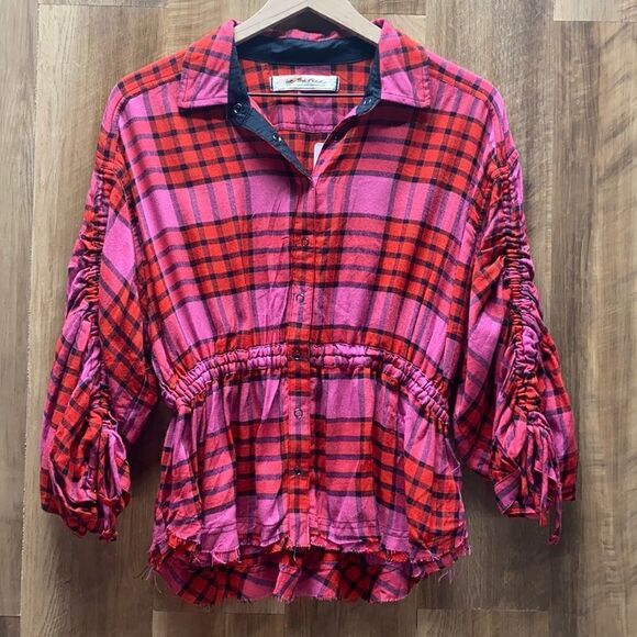 FREE PEOPLE - Checkered Button Down - Picture 1 of 5